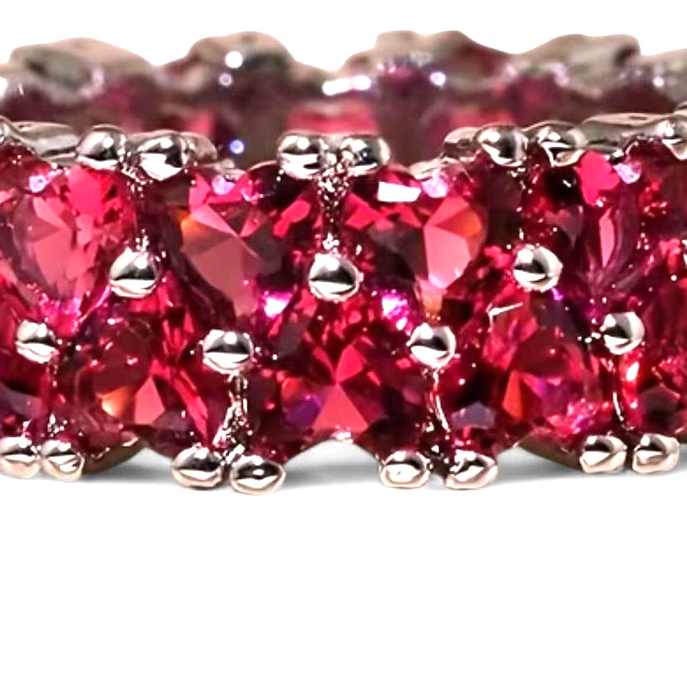Hot Electric Pink Hearts Heart Shaped Crystal 925 Sterling Silver Plated Ring 9
